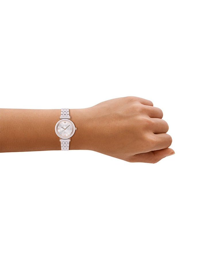 Emporio Armani Gianni T-Bar Women Watch AR70019 – White Ceramic