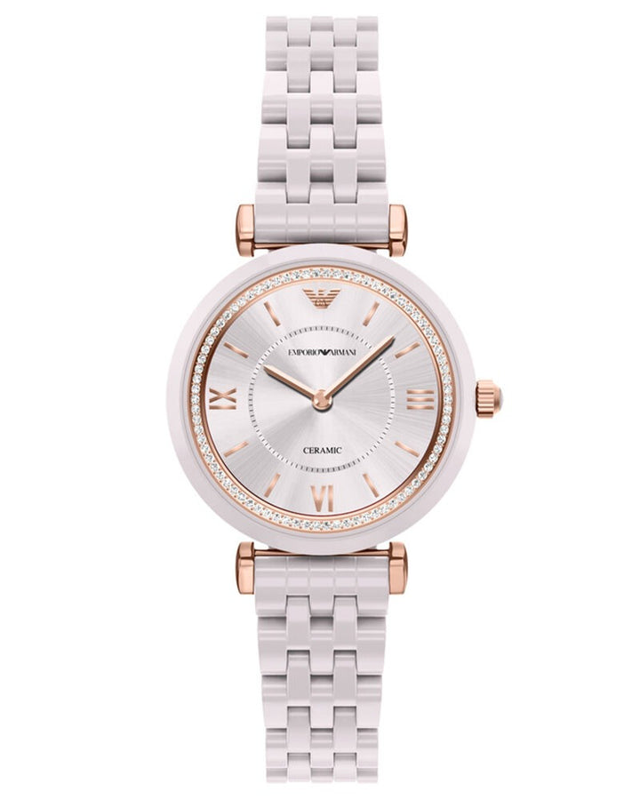 Emporio Armani Gianni T-Bar Women Watch AR70019 – White Ceramic