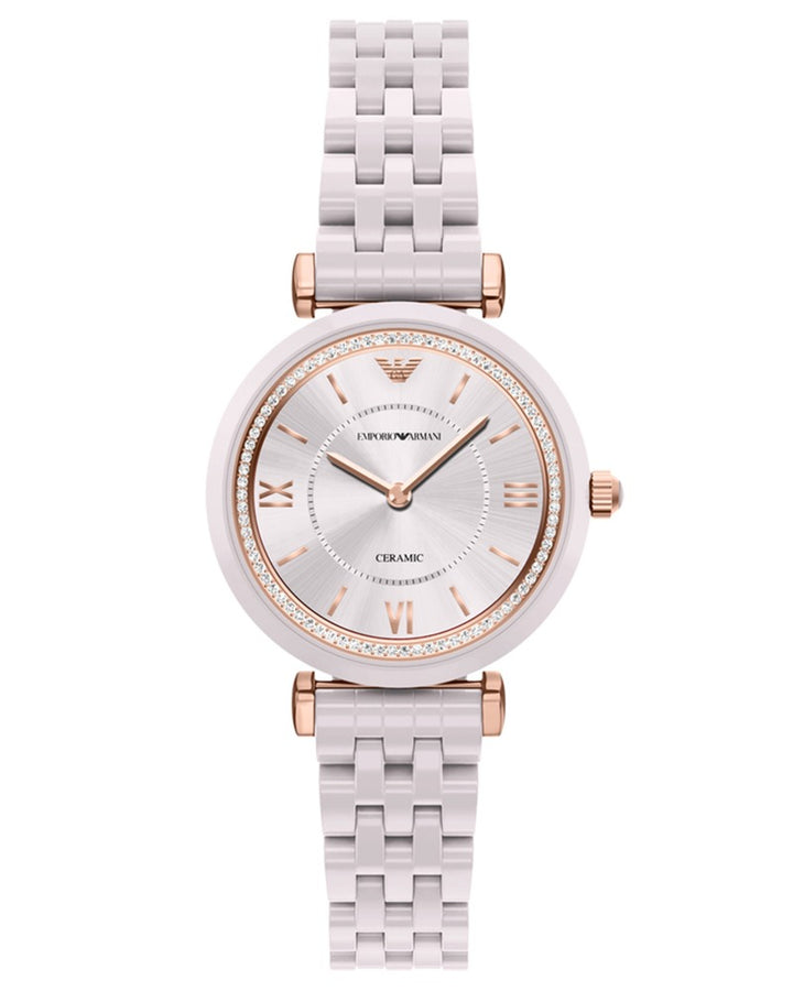 Emporio Armani Gianni T-Bar Women Watch AR70019 – White Ceramic