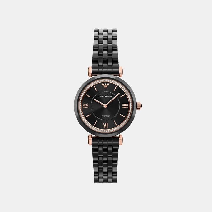 Emporio Armani Gianni T-Bar Women Watch AR70021 – Black Ceramic