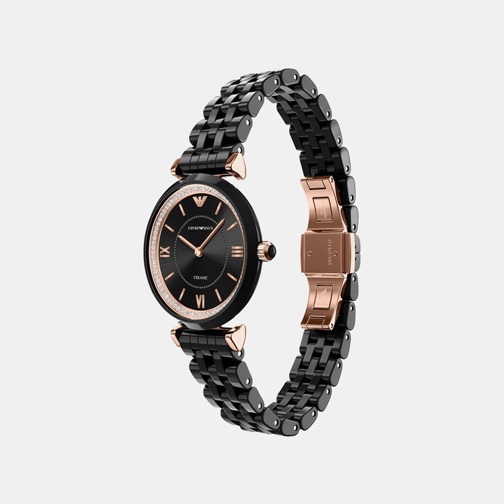 Emporio Armani Gianni T-Bar Women Watch AR70021 – Black Ceramic