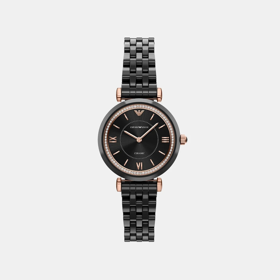 Emporio Armani Gianni T-Bar Women Watch AR70021 – Black Ceramic
