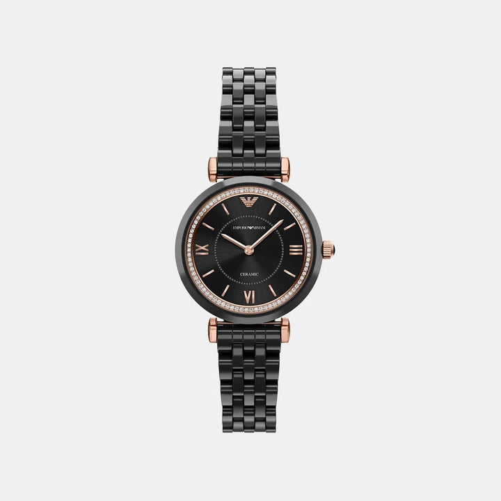 Emporio Armani Gianni T-Bar Women Watch AR70021 – Black Ceramic