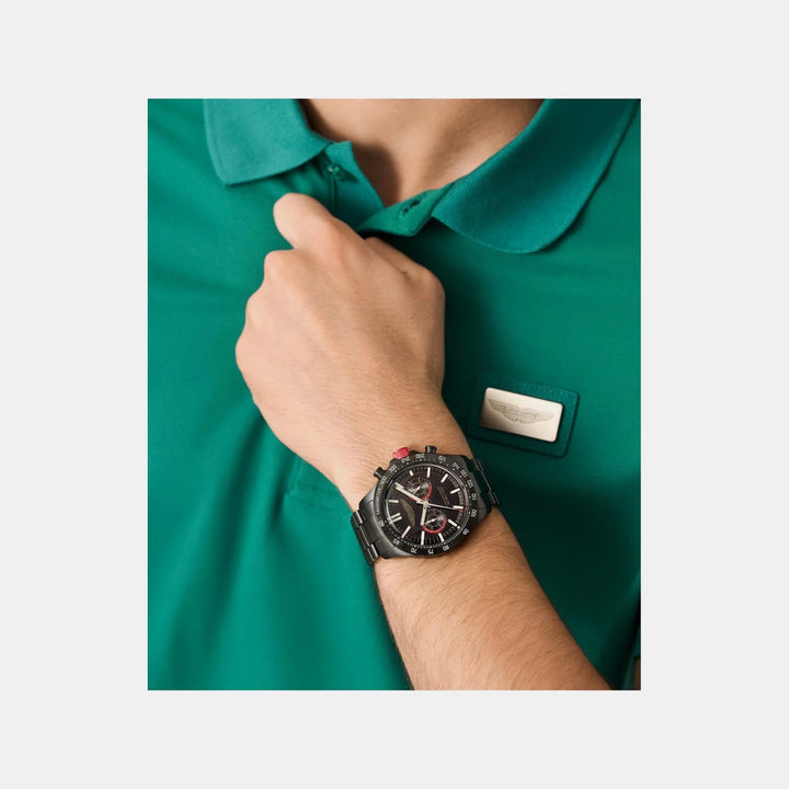Aston Martin Icon 44mm Black Dial Chronograph Stainless Steel Men&