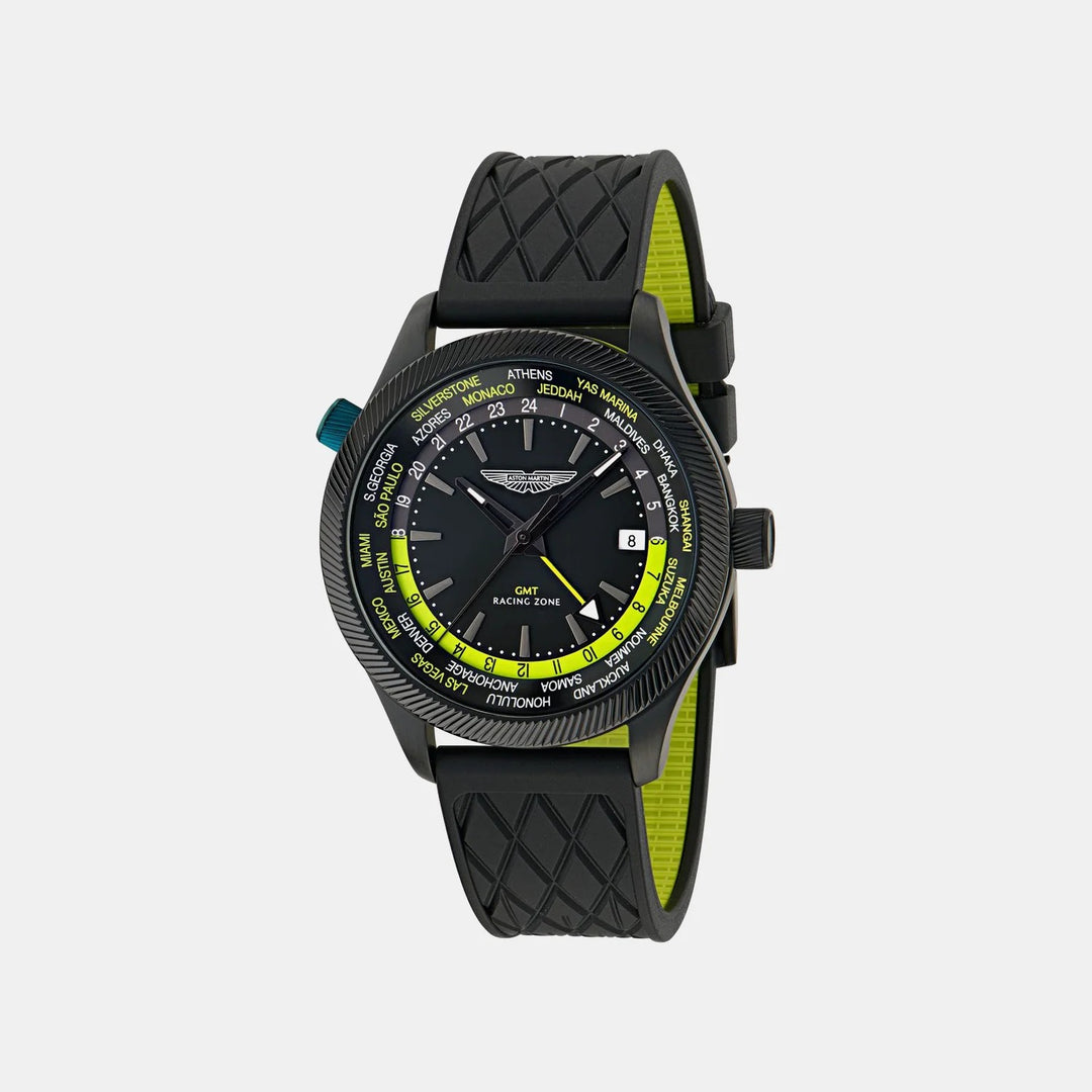 Aston Martin Icon 42mm Black Dial Date Silicone Men&