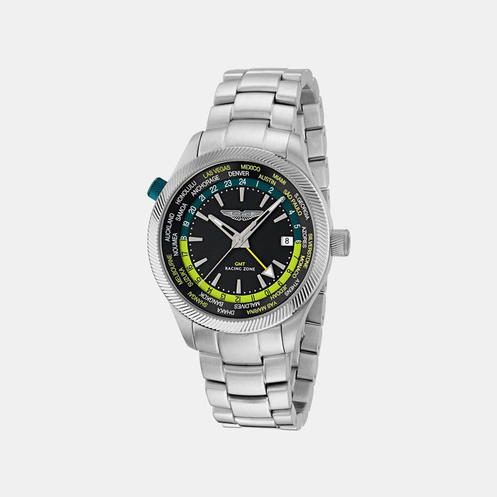Aston Martin Icon 42mm Black Dial Date Stainless Steel Men&