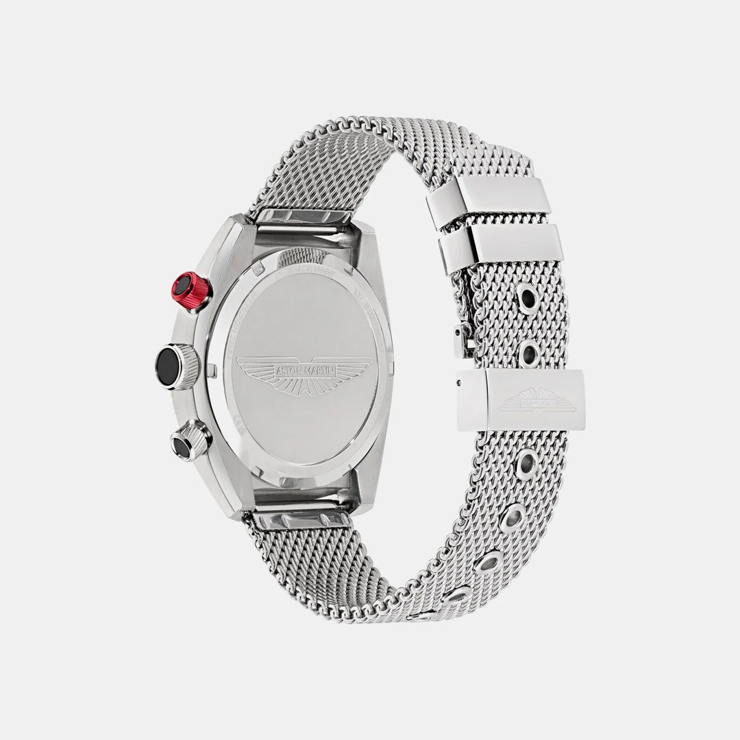 Aston Martin Timeless 43mm Silver Dial Chronograph Mesh Bracelet Men&