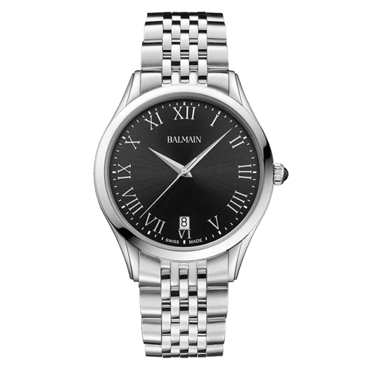 Balmain Classic R Gent 41mm Grey Dial Leather Strap