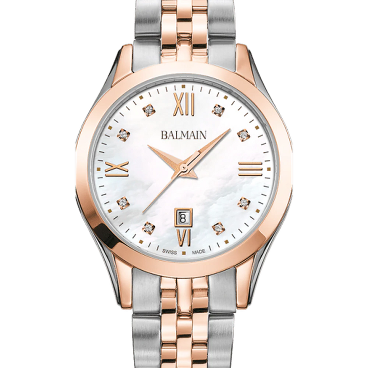 Balmain Classic R Lady 34mm White Pearl Dial Two-Tone Rose Gold Bracelet