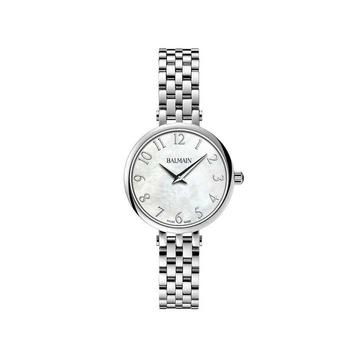 Balmain Sedirea 31mm Mother-of-Pearl Dial Rose Gold Brown Leather Strap