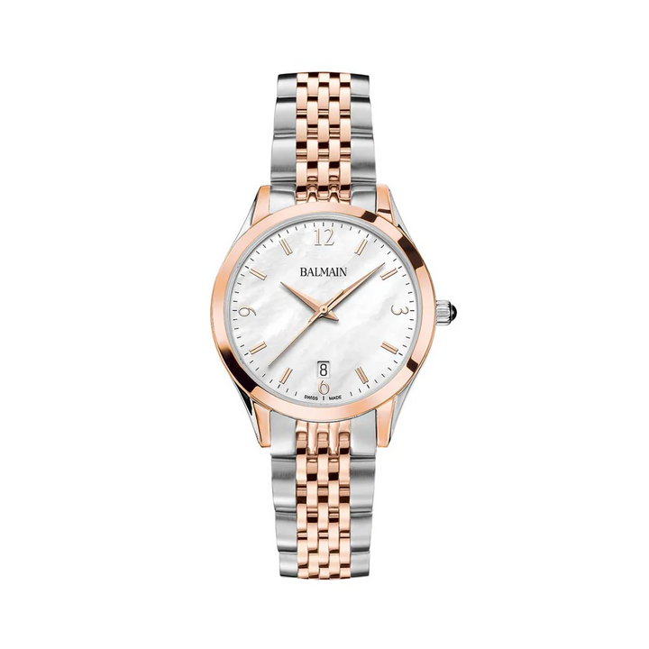 Balmain Classic R Lady 34mm White MOP Dial Rose Gold Strap