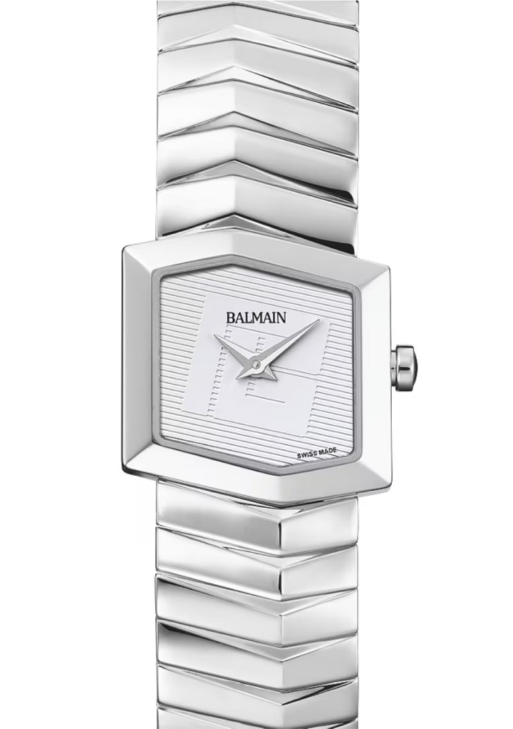 Balmain Taffetas 22.5mm Grey Dial Stainless Steel Hexagonal Bracelet