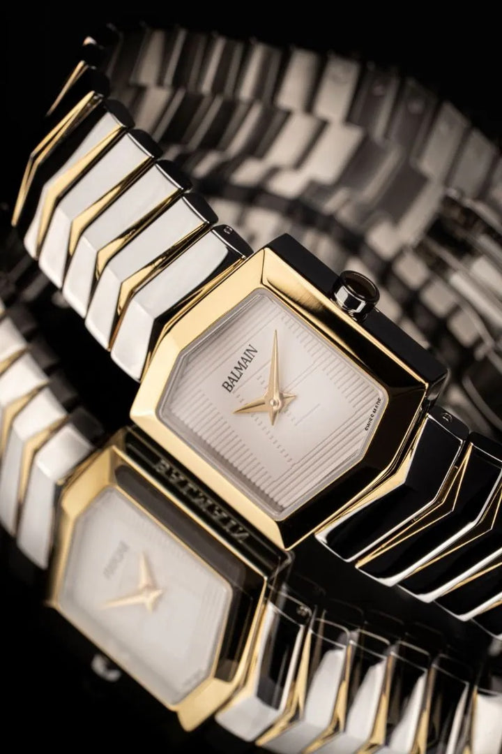 Balmain Taffetas 22.5mm Champagne Dial Two-Tone Rose Gold PVD Hexagonal Bracelet