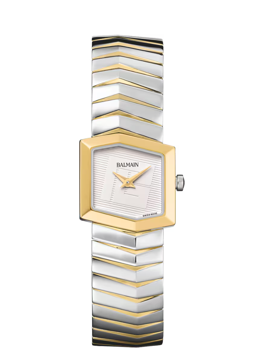 Balmain Taffetas 22.5mm Champagne Dial Two-Tone Rose Gold PVD Hexagonal Bracelet