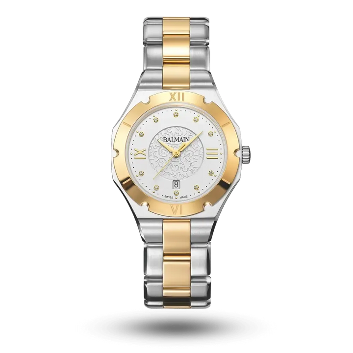 Balmain Be Balmain 31mm White MOP Diamond Moonphase Yellow Gold PVD