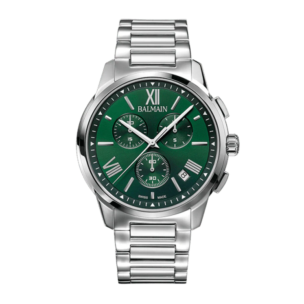 Balmain Madrigal Chrono Gent 42mm Green Dial Stainless Steel Bracelet Chronograph