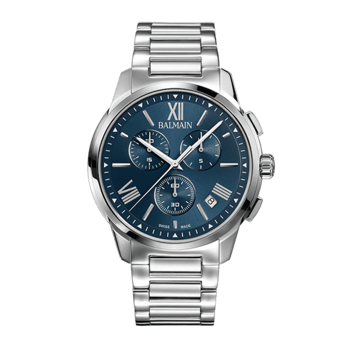 Balmain Madrigal Chrono Gent 42mm Charcoal Dial Grey Rubber Strap Chronograph