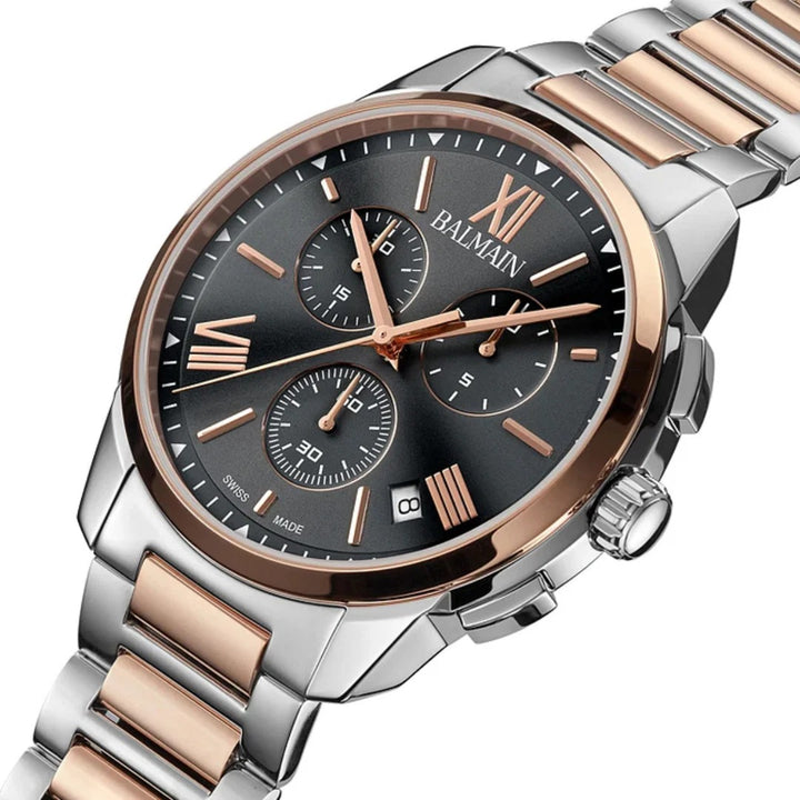 Balmain Madrigal Chrono Gent 42mm Brown Dial Brown Leather Strap Chronograph