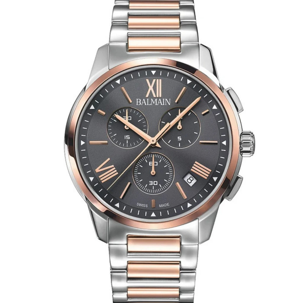 Balmain Madrigal Chrono Gent 42mm Brown Dial Brown Leather Strap Chronograph