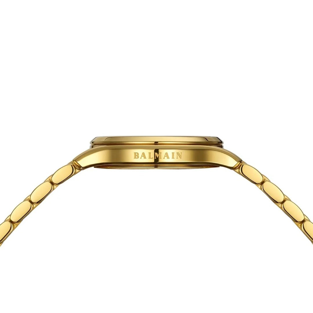 Balmain Beleganza Lady 27.5mm Green MOP Diamond Dial Yellow Gold PVD Bracelet