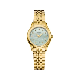 Balmain Beleganza Lady 27.5mm Green MOP Diamond Dial Yellow Gold PVD Bracelet