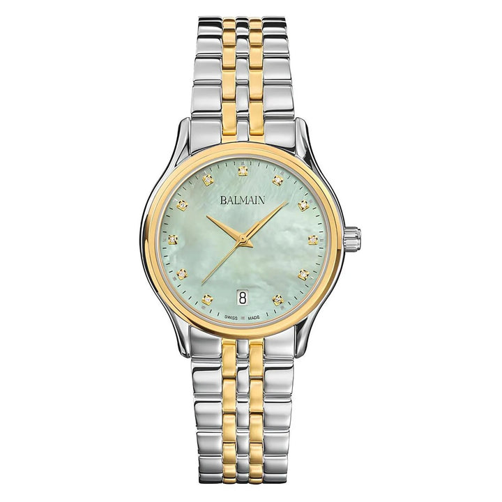 Balmain Beleganza Lady 32mm Green Dial Bicolor Yellow PVD Steel Bracelet