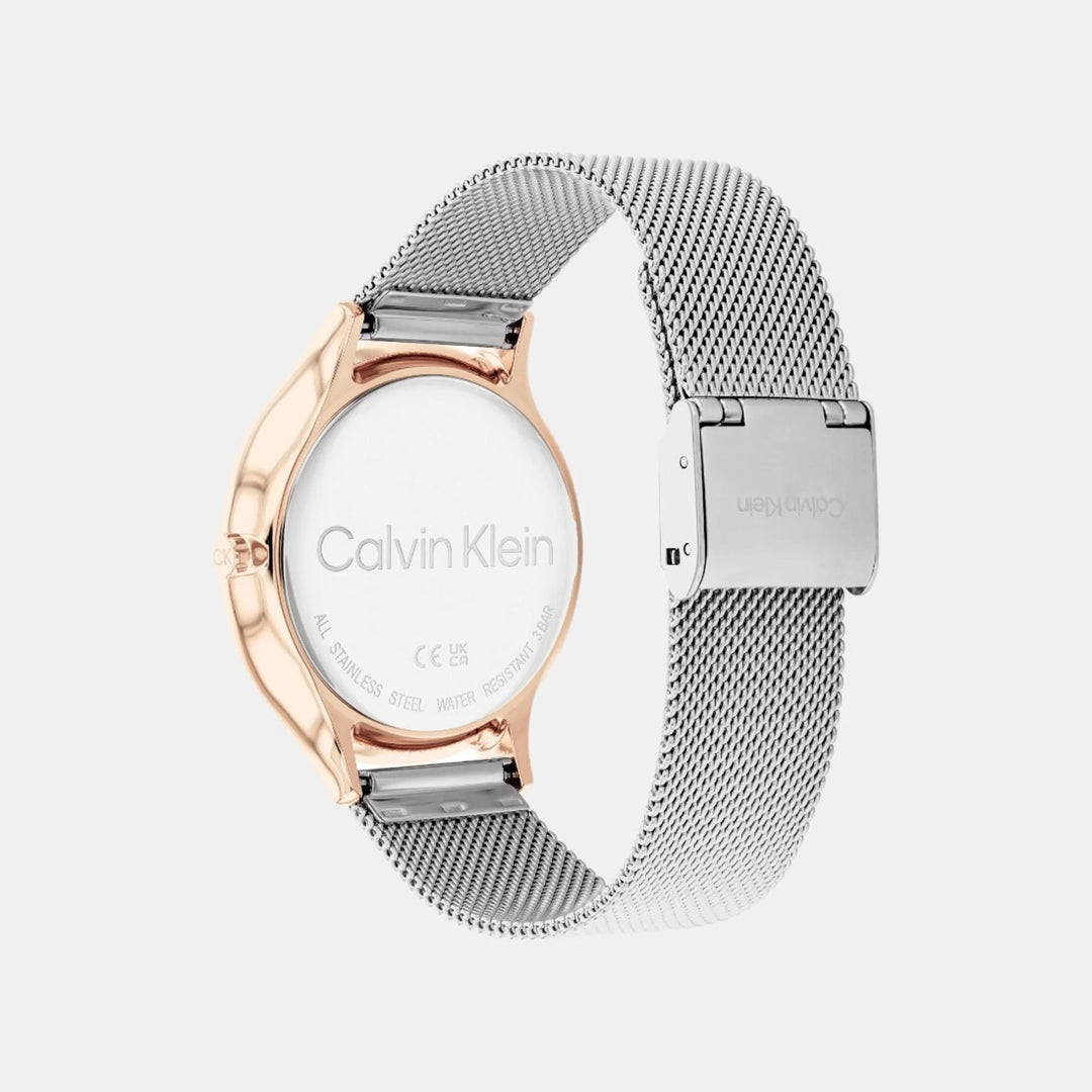 Calvin Klein 25100006 Timeless Women 38mm Silver Dial Stainless Steel Mesh Bracelet Quartz Watch