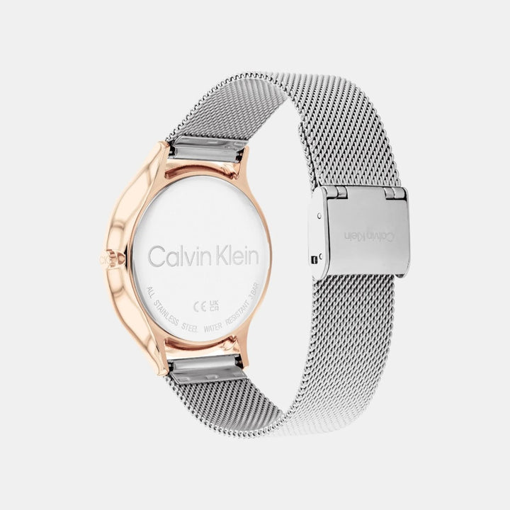 Calvin Klein 25100006 Timeless Women 38mm Silver Dial Stainless Steel Mesh Bracelet Quartz Watch