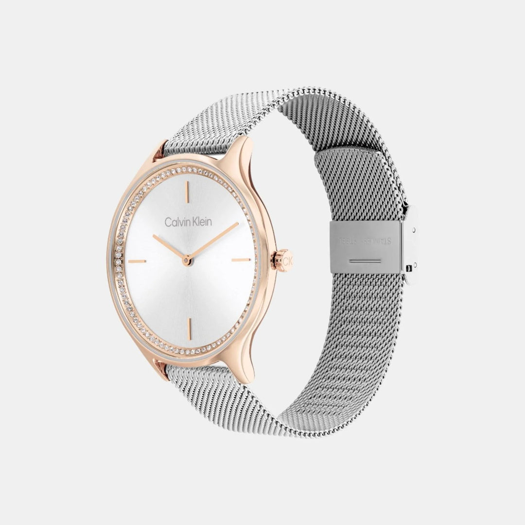 Calvin Klein 25100006 Timeless Women 38mm Silver Dial Stainless Steel Mesh Bracelet Quartz Watch