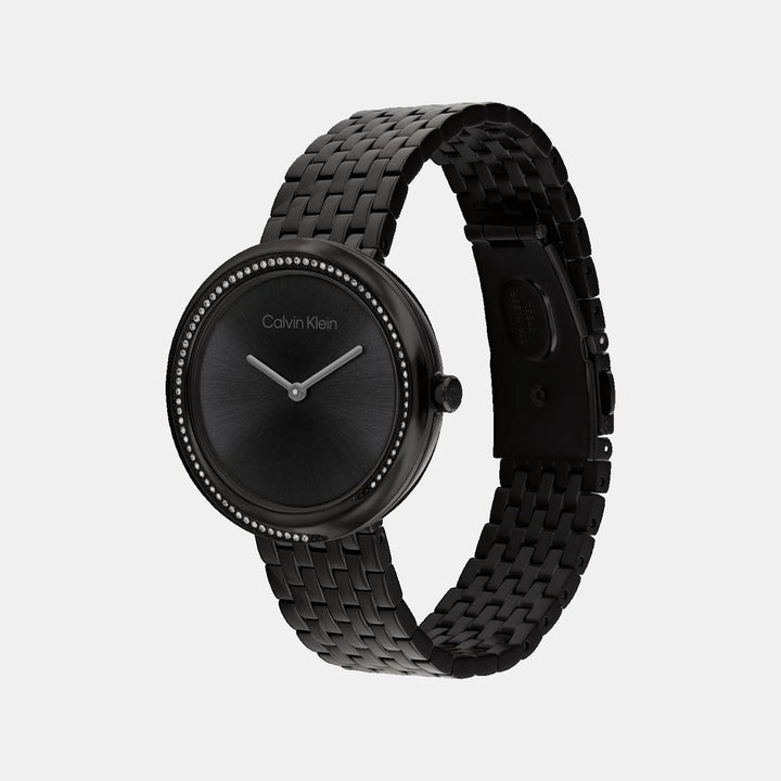 Calvin Klein 25100039 Twisted Bezel Women 34mm Black Dial Stainless Steel Bracelet Quartz Watch