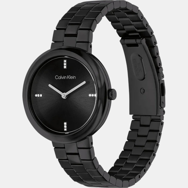 Calvin Klein 25100096 Twisted Bezel Women 34mm Black Dial Stainless Steel Bracelet Quartz Watch