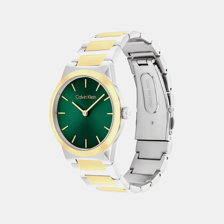 Calvin Klein 25100114 Linear Elegance Women 30mm Green Dial Stainless Steel Bracelet Quartz Watch