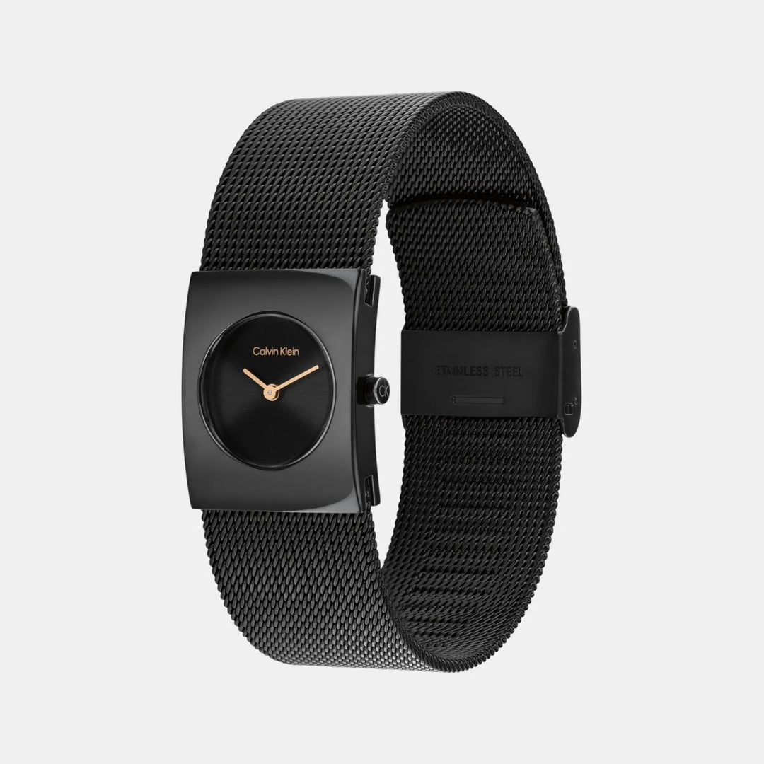 Calvin Klein 25100138 Pulse Women 20mm x 32mm Black Dial Black Plated Mesh Strap Quartz Watch