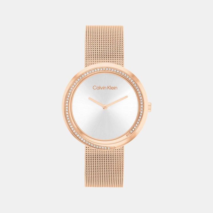 Calvin Klein 25200312 Twisted Bezel Women 34mm white Dial Mesh Strap Quartz Watch