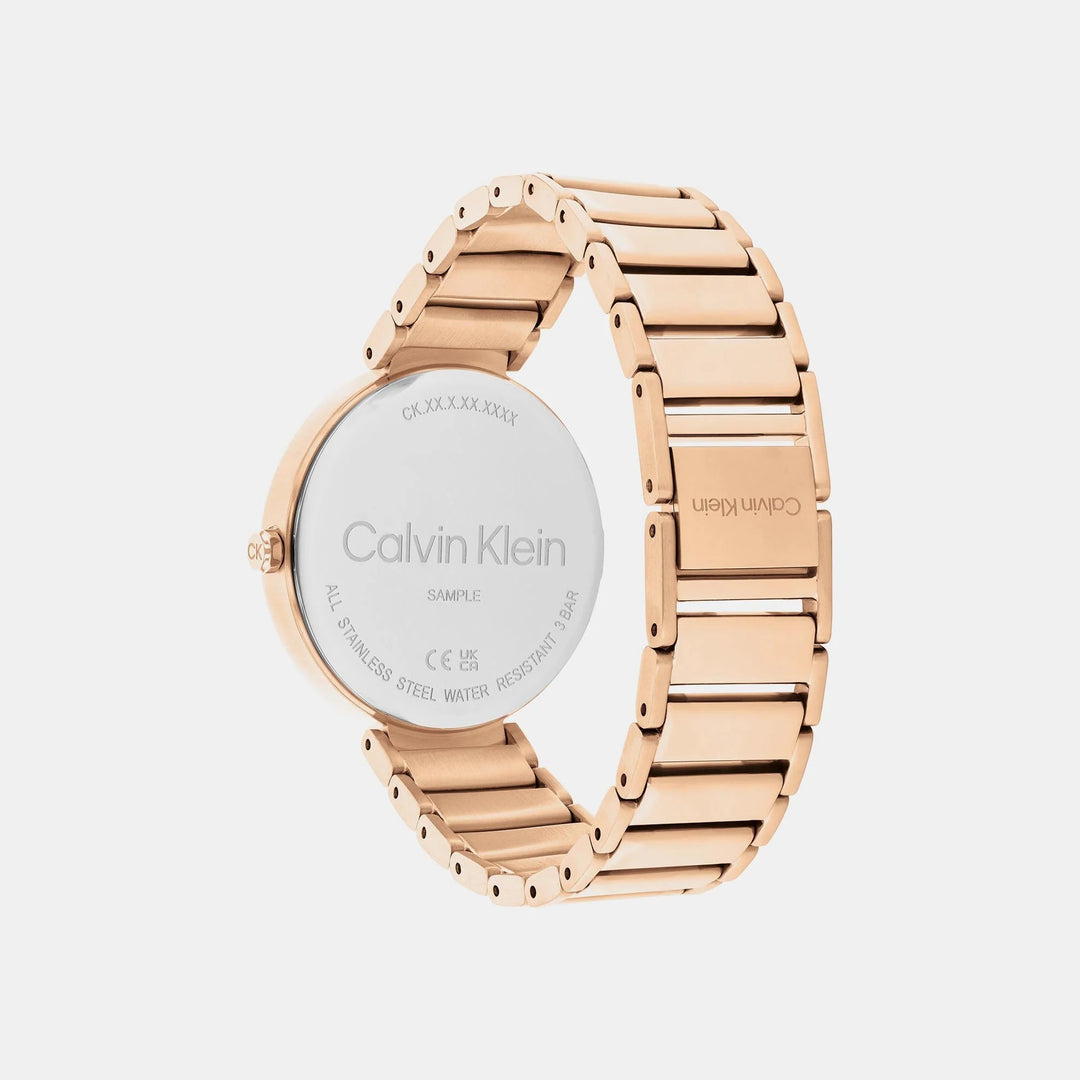 Calvin Klein 25200429 Minimalistic T-Bar Women 30mm Rose Gold Dial Rose Gold Stainless Steel Bracelet Quartz Watch