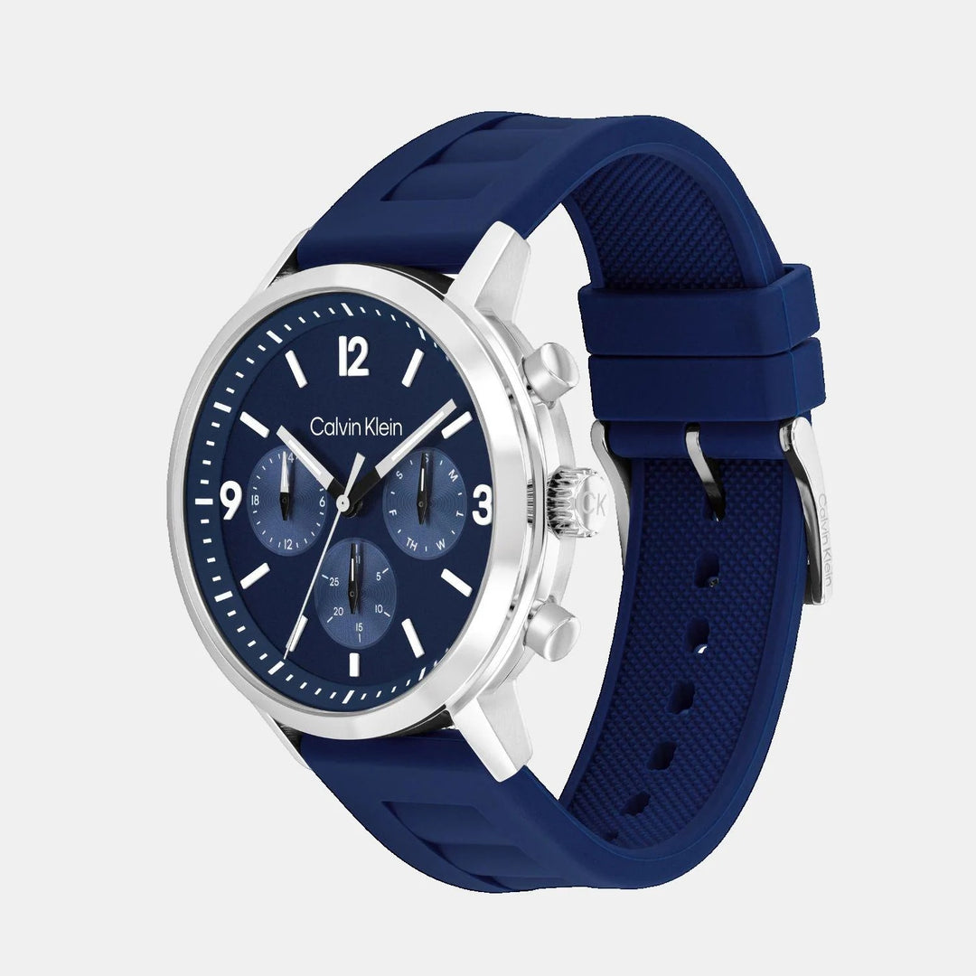 Calvin Klein Gauge 25200460 Men’s Blue Dial Blue Silicone Strap Quartz Multi-Function Watch - 25200460