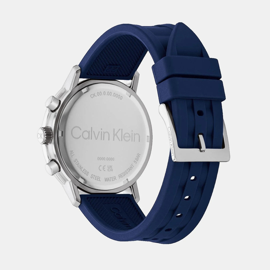 Calvin Klein Gauge 25200460 Men’s Blue Dial Blue Silicone Strap Quartz Multi-Function Watch - 25200460