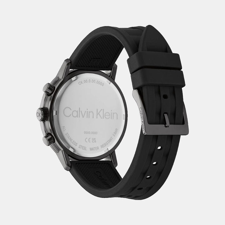 Calvin Klein Gauge 25200461 Men’s Black Dial Black Leather Strap Quartz Multi-Function Watch - 25200461