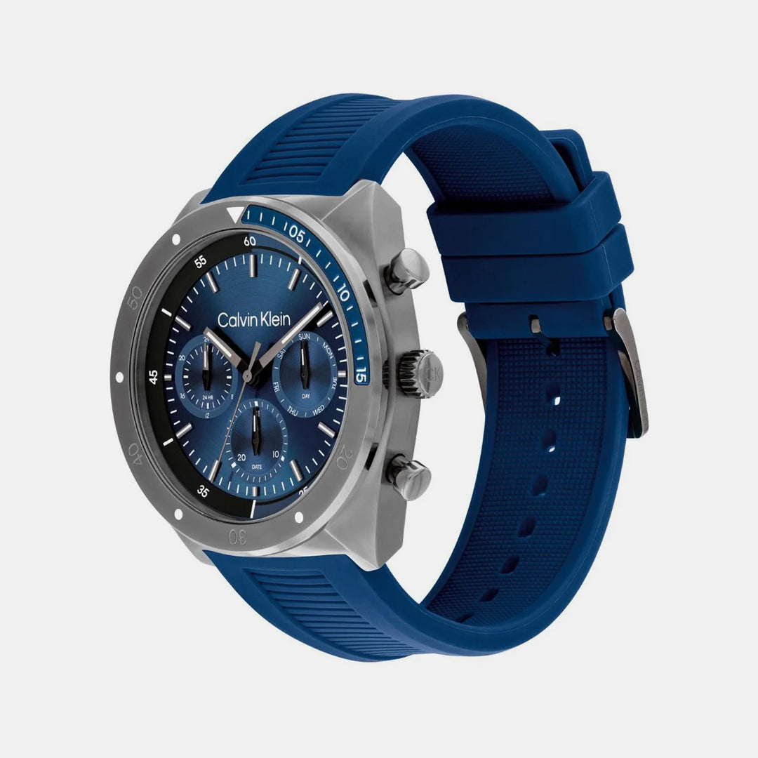 Calvin Klein CK Flex 25200468 Men’s Blue Dial Blue Rubber Strap Quartz Multi-Function Watch - 25200468