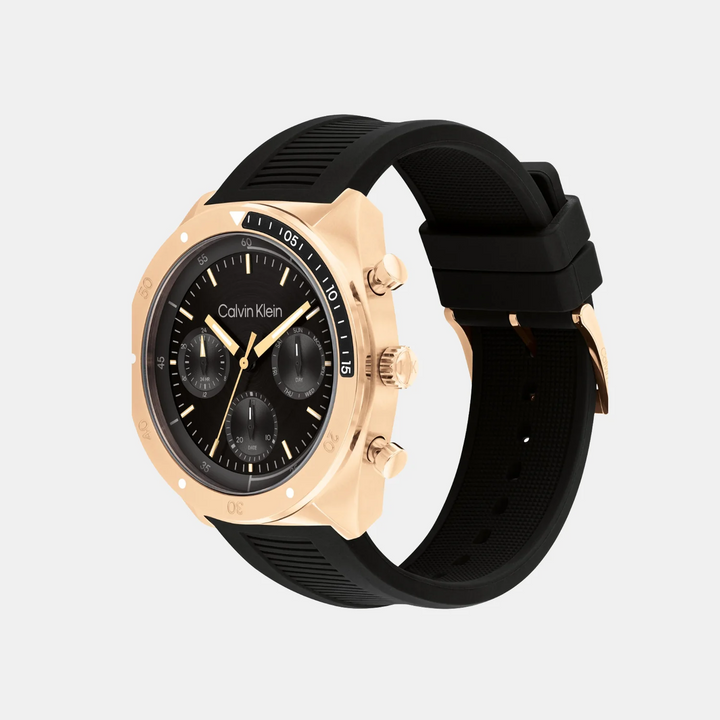 Calvin Klein CK Flex 25200480 Men’s Black Dial Black Silicone Strap Quartz Multi-Function Watch - 25200480