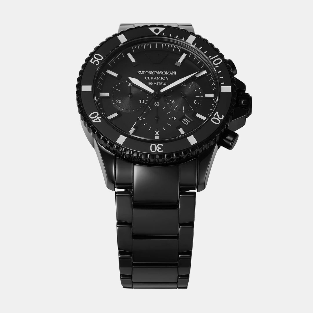 Emporio Armani Ceramic AR70010 Blue Dial Chronograph Men&