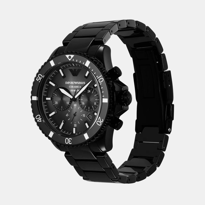 Emporio Armani Ceramic AR70010 Blue Dial Chronograph Men&