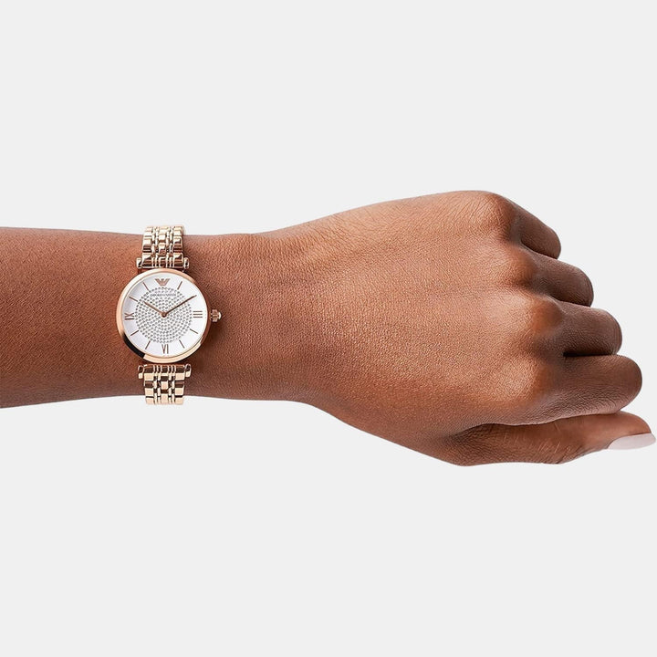 Emporio Armani Gianni T-Bar AR11244 White / Pink Dial Women&