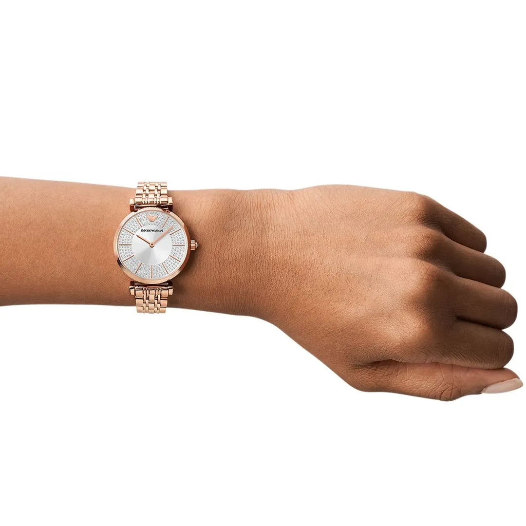 Emporio Armani Gianni T-Bar AR11446 Mother of Pearl Women&