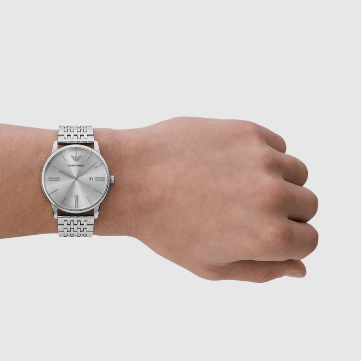 Emporio Armani Minimalist AR11599 Silver Dial Strap Men&