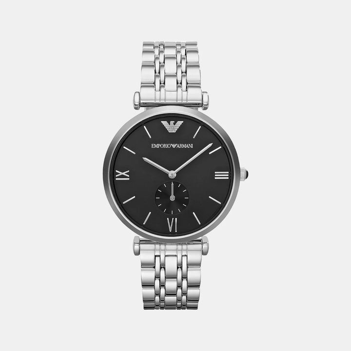 Emporio Armani Gianni T-Bar AR1676 Black Dial Stainless Steel Men&