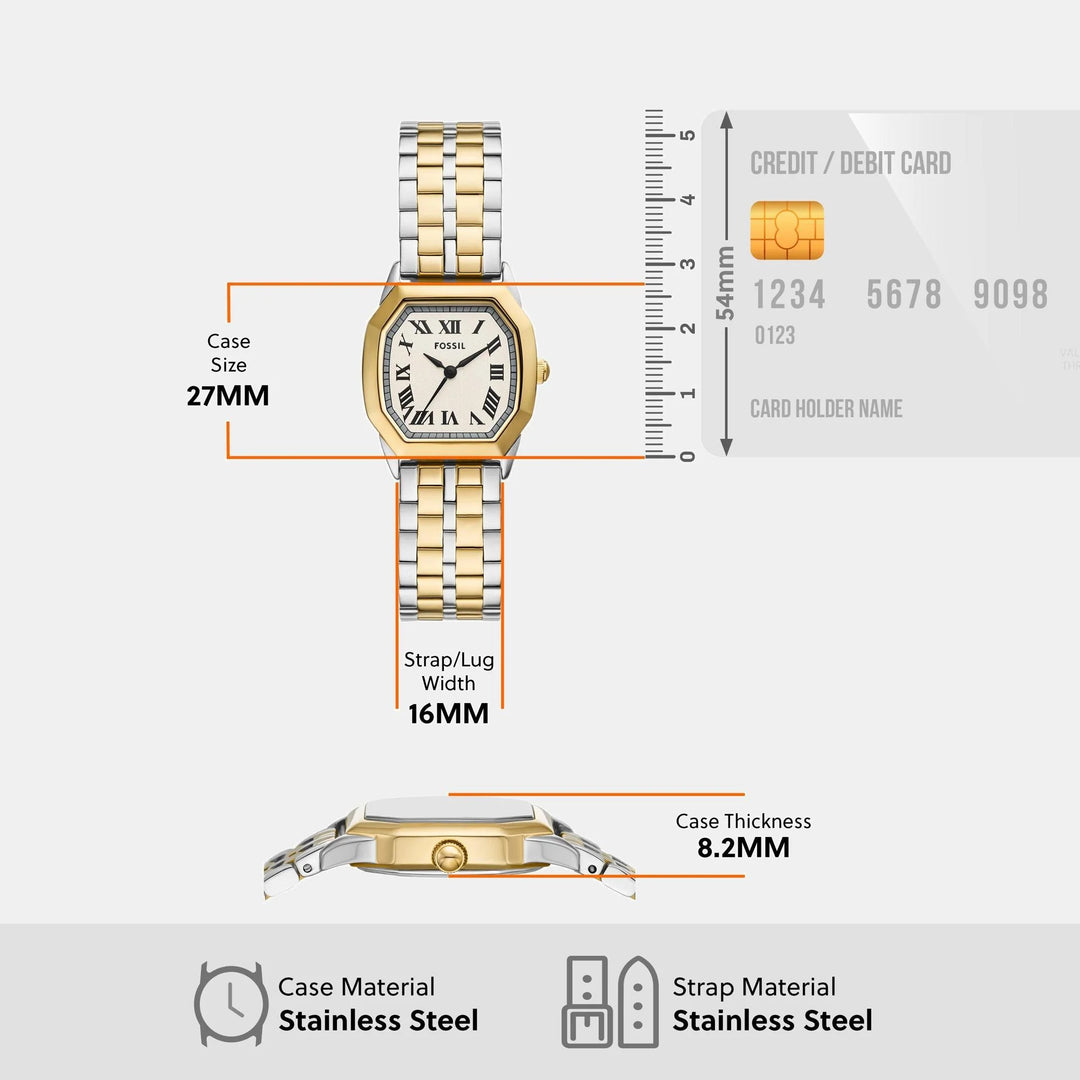 Fossil Harlow ES5362 Cream Textured Dial Watch