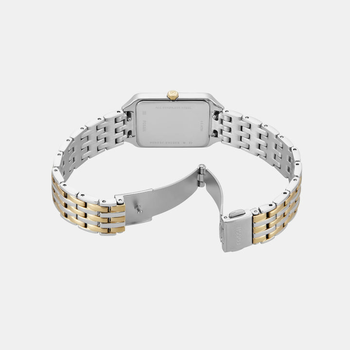 Fossil Raquel ES5368 Rectangular Silver Dial Two-Tone Stainless Steel Women&