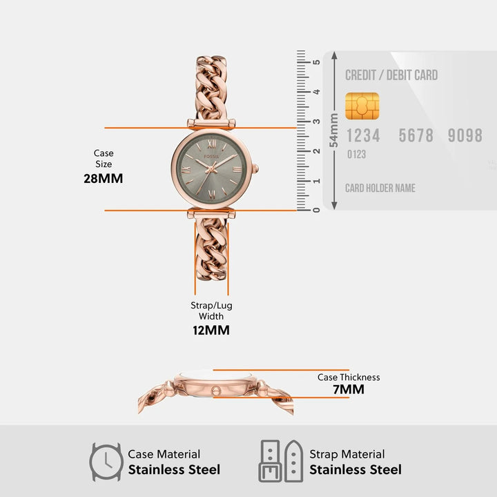 Fossil Carlie ES5378SET Gray Dial Two-Tone Watch and Bracelet Women&