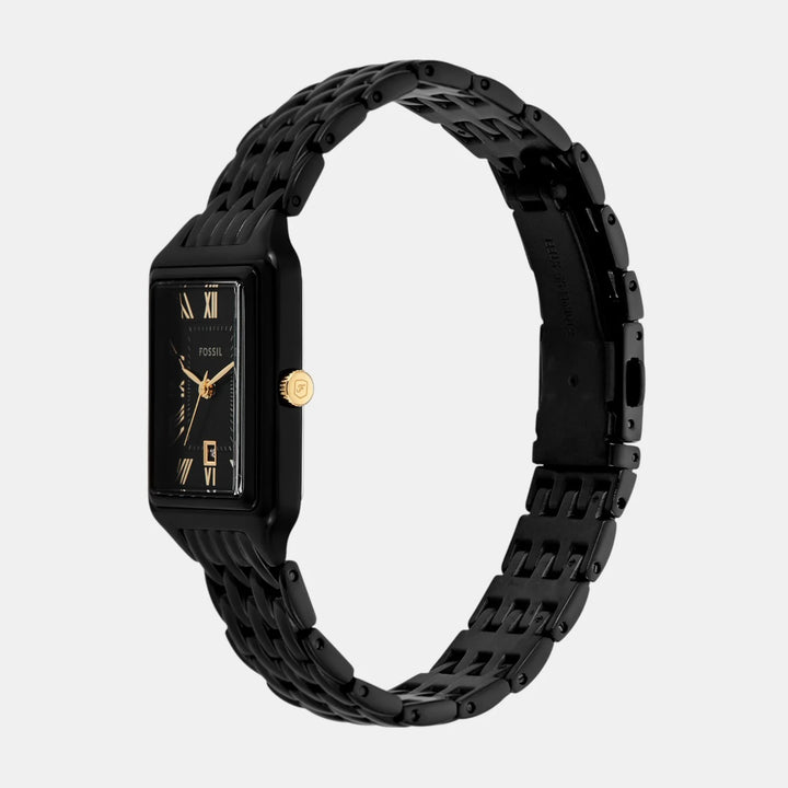 Fossil Raquel ES5385 Rectangular Black Dial Black Stainless Steel Women&